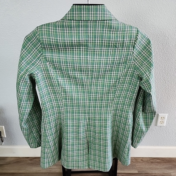 Vici Green Pink Plaid Mid Length Blazer Jacket One Button Medium - Picture 9 of 12